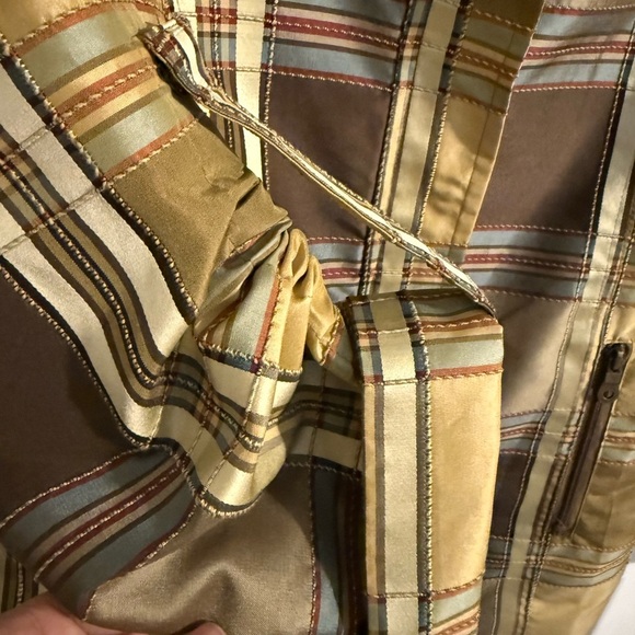 Puli Women's Yellow and Brown Plaid Utility Jacket - Picture 3 of 5